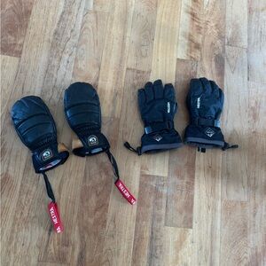 Hestra Black Ski Gloves and Mittens Set (2 pairs)